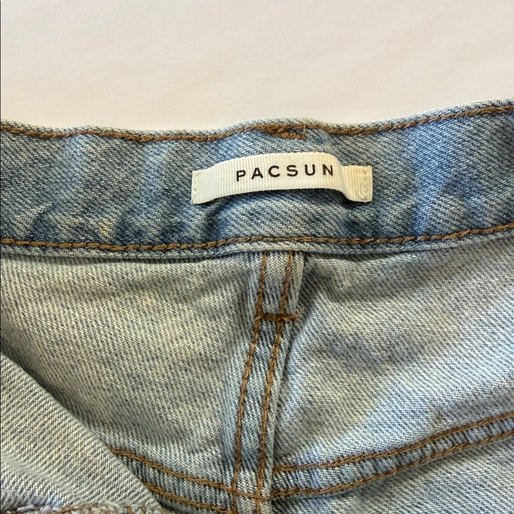 PacSun Light Blue Vintage High-Rise Button-Fly Denim Shorts Size 26 - Picture 4 of 7